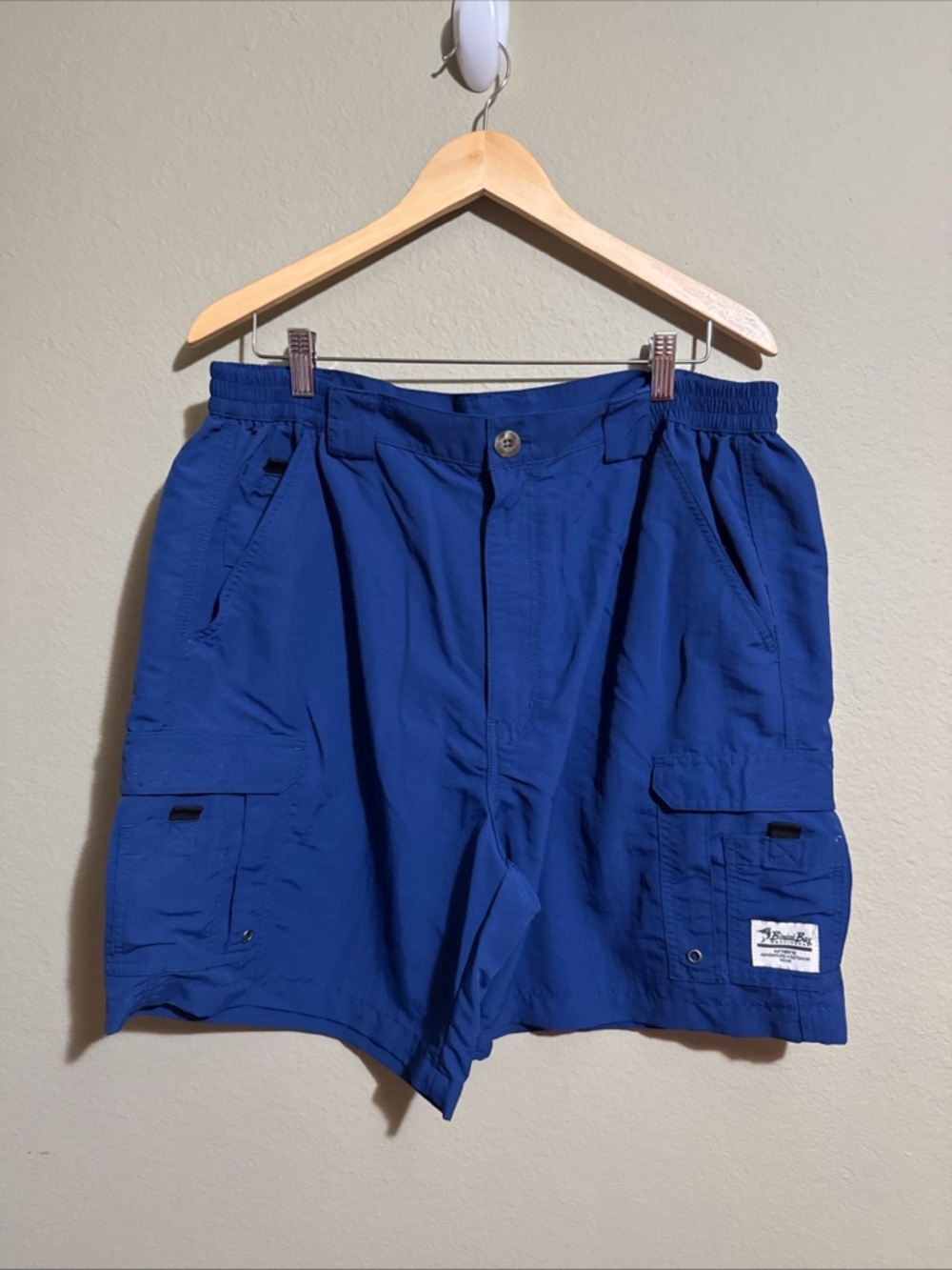 Bimini Bay Outfitters Shorts Mens 40 Blue Solid Cargo Performance Fishing Gear